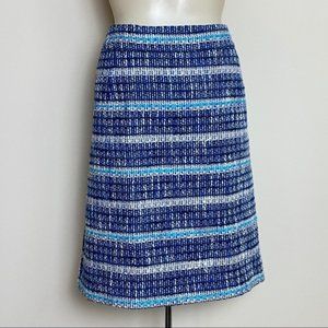 EUC Tory Burch Blue Tweed Striped Pencil Skirt